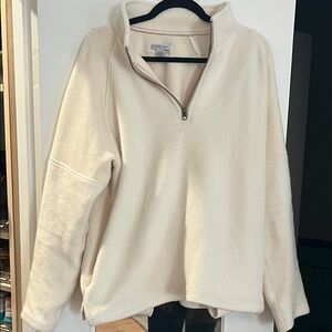 Cream Quarter-Zip Women's Sweater